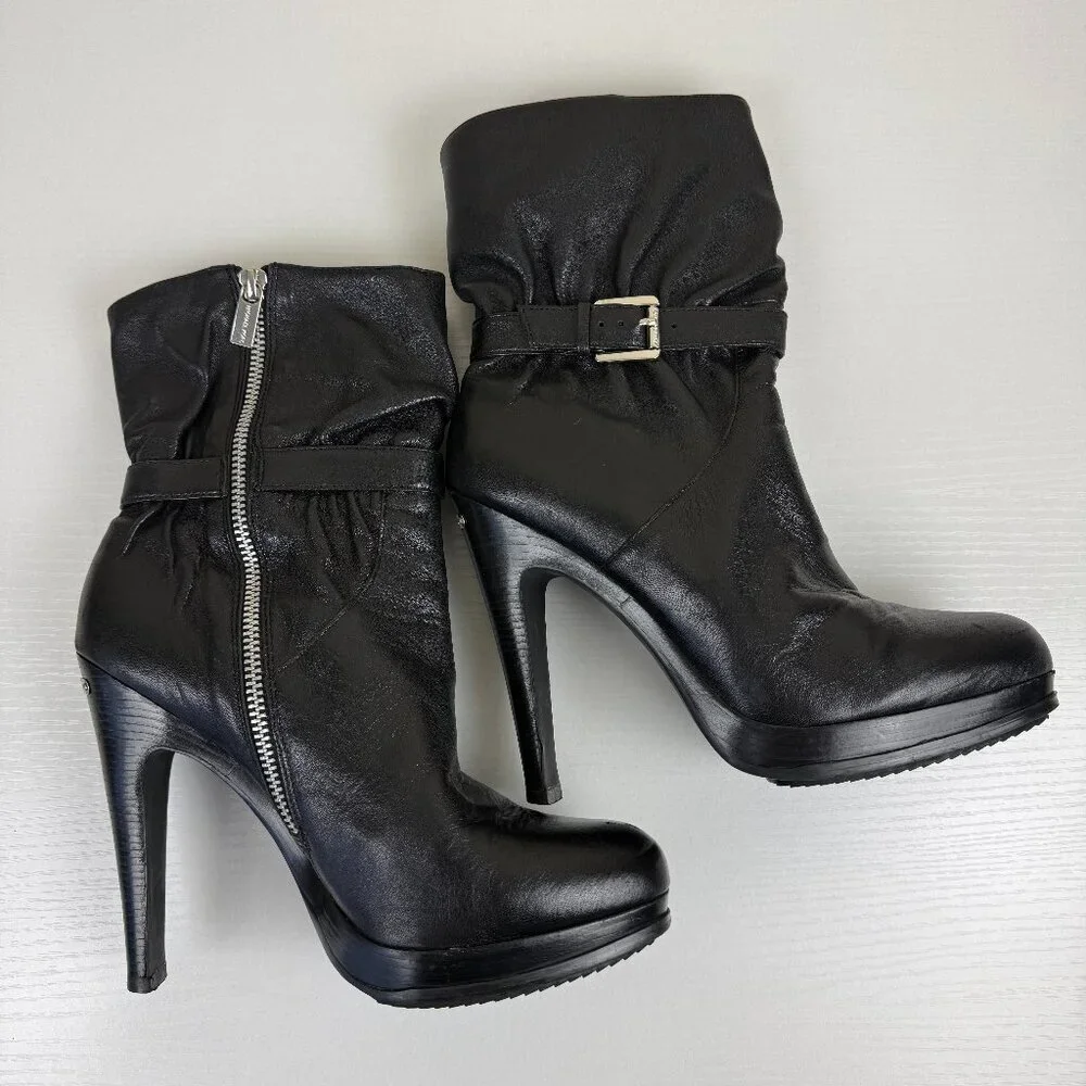 MICHAEL Michale Kors Black Leather High Heel Ankle Boots